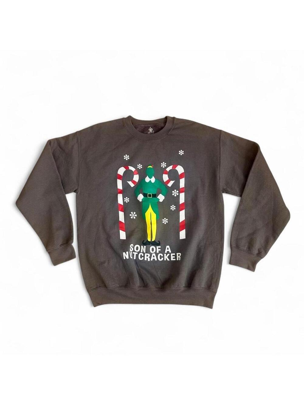 Elf movie "Son of a Nutcracker" crewneck sweatshirt candy canes snowflakes M